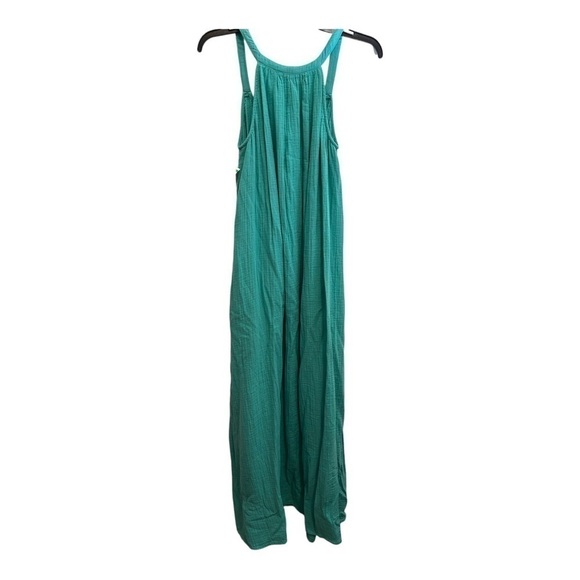 CASLON TEXTURED COTTON SLEEVELESS MAXI DRESS IN GREEN MARINE - Picture 7 of 14